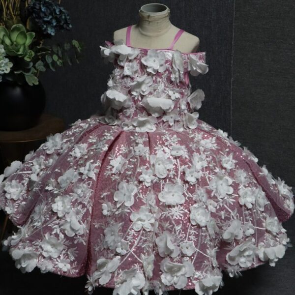 girls-pageant-gown-ball-silhouette Elegant girls pageant gown with classic ball silhouette