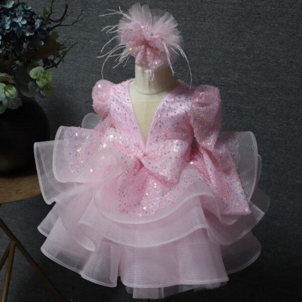Adjustable corset style lace up back on girls ceremonial gown