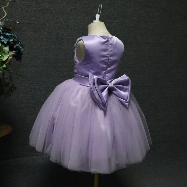 Purple vest floral short girl's wedding dress, multi-layer mesh design, suitable for birthday parties, Thanksgiving and Mother's Day