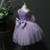 Purple vest floral short girl's wedding dress, multi-layer mesh design, suitable for birthday parties, Thanksgiving and Mother's Day