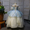 Blue carp pattern round neck long flower children's dress, birthday party dress, beauty pageant dress, performance dress