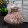 Pink fly-sleeved flower short children's clothing, birthday party dress, wedding dress and beauty pageant dress