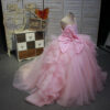 A long, ethereal pink princess dress for hosting and stage performances, with a high-end princess style