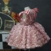Pink three-dimensional flower short dress and vest style, pink and sweet, sweet, hosting performance, fashion show