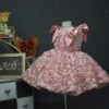 Pink three-dimensional flower short dress and vest style, pink and sweet, sweet, hosting performance, fashion show