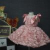 Pink three-dimensional flower short dress and vest style, pink and sweet, sweet, hosting performance, fashion show
