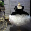 Xinruhe girls' black and white short dress, rose flower princess dress, puffy dress, stage performance, fashion show, Hepburn style