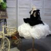 Xinruhe girls' black and white short dress, rose flower princess dress, puffy dress, stage performance, fashion show, Hepburn style