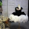 Xinruhe girls' black and white short dress, rose flower princess dress, puffy dress, stage performance, fashion show, Hepburn style