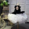 Xinruhe girls' black and white short dress, rose flower princess dress, puffy dress, stage performance, fashion show, Hepburn style