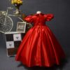 girl red long doll collar dress princess dress doll hosted the stage show cute