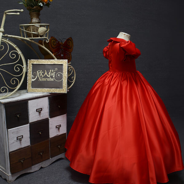 girl red long doll collar dress princess dress doll hosted the stage show cute