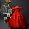 girl red long doll collar dress princess dress doll hosted the stage show cute