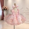 Blush Pink 3D Butterfly Short Tutu Dress | Baby Girl Princess Party Gown