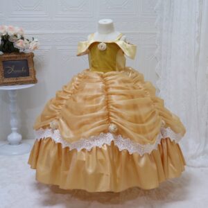 O1CN01I8dwi5Ufy9H87XYu_!!64487908 Golden Princess Costume Dress For Girls Off‑Shoulder Ruffled Ball Gown With Free Bow Headband For Birthday Cosplay Party