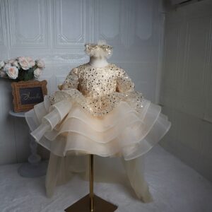 O1CN01JeQbYJ2NXEfv0CzuD_!!4088969972 Champagne Gold Sequin Girls Pageant Dress With Big Butterfly Back Detachable Train Kids Formal Birthday Gown