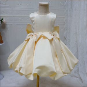 O1CN01a2gzJomSVEH87XYu_!!64487908 Cream Sleeveless Satin Flower Girl Dress Big Bow Puffy Short Kids Party Gown