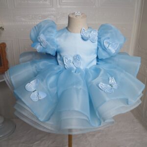 O1CN01do2Bbr2NXEfngf5IU_!!4088969972 Light Blue Puff Sleeve Toddler Princess Dress 3D Butterfly Appliqué Kids Ball Gown With Big Butterfly Wing Back For Birthday Photoshoot