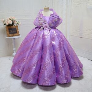 O1CN01EURQRSMGrhF3thOC_!!2217077453636-0-cib Girls Lavender Sequin Ball Gown Dress — 3D Flower Butterfly Embellished Flower Girl Pageant Birthday Party Dress